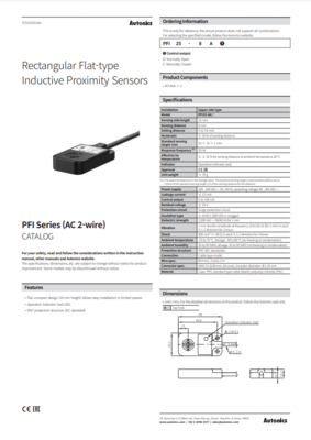 AUTONICS PFI CATALOG PFI SERIES (AC 2-WIRE): RECTANGULAR FLAT-TYPE INDUCTIVE PROXIMITY SENSORS